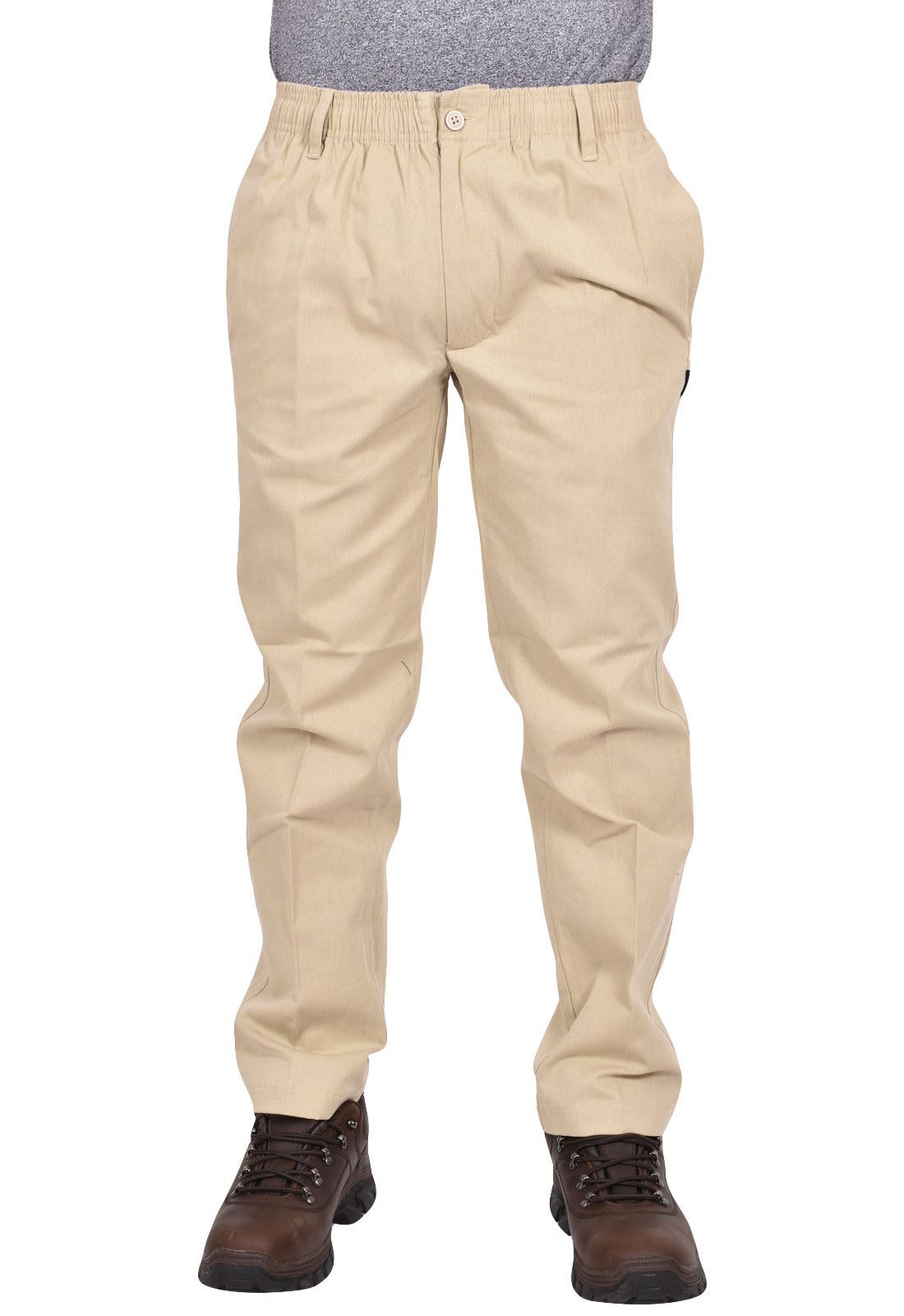 Men's Elasticated Waist Work Trousers - Beige