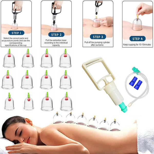 12 Piece Vacuum Cupping Therapy Set | Massage Cups with Pipe