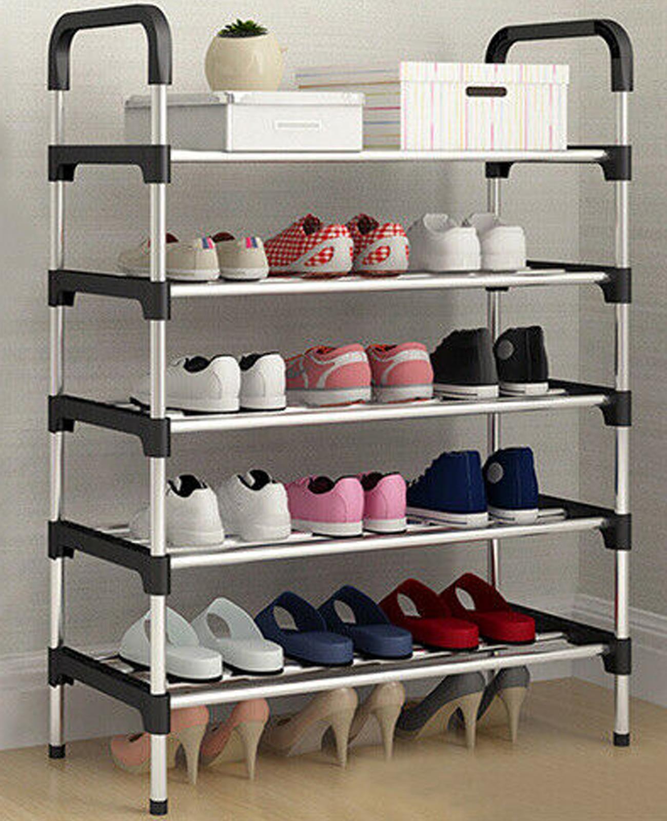 5 Tier Stainless Steel Shoe Rack Multipurpose Storage Rack
