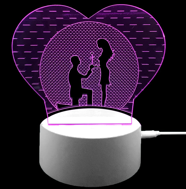Heart 3D Illusion LED Night Lamp - 7 Colour Changing