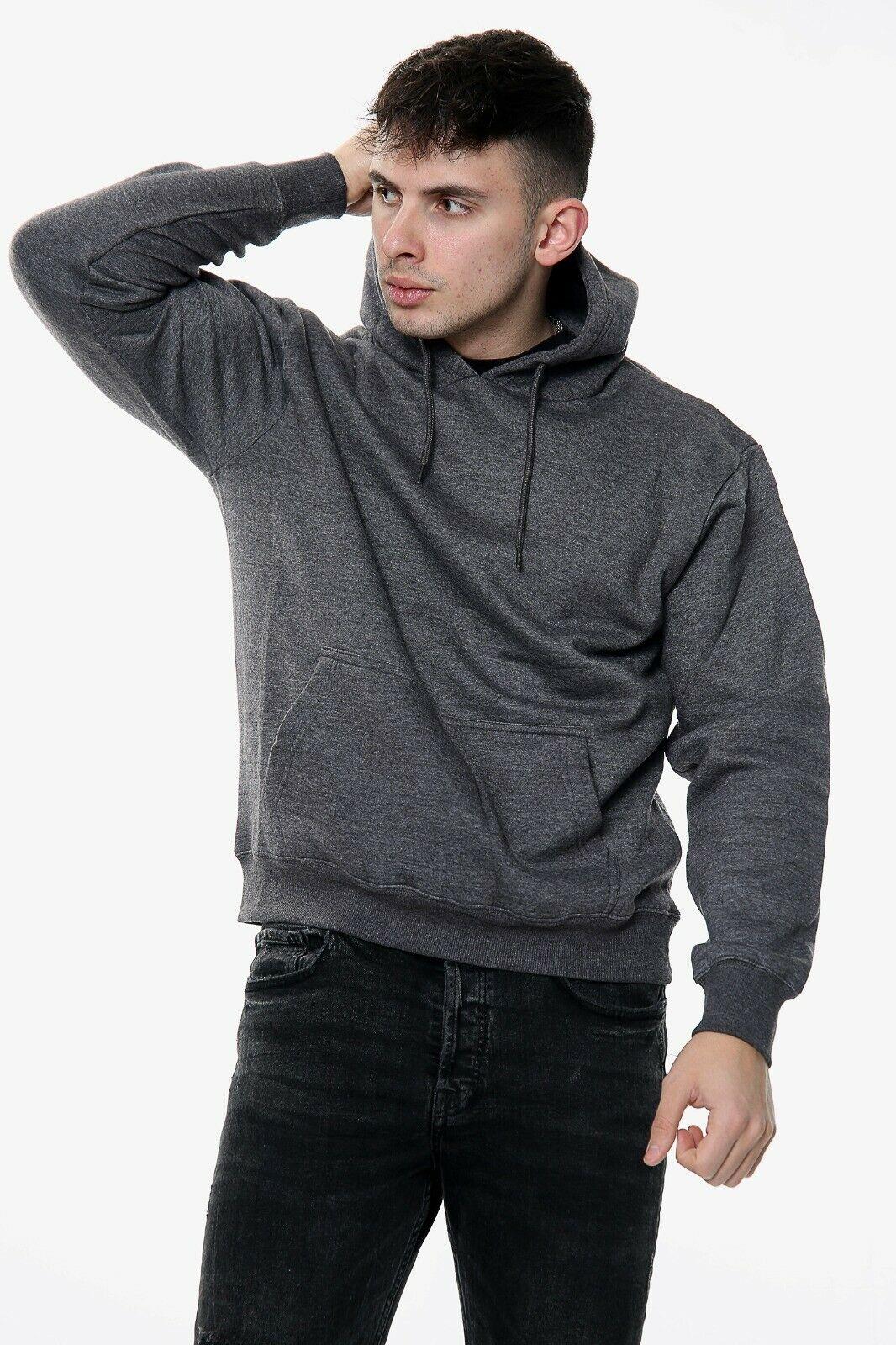 Plain Fleece Pullover Hoodie Pouch Pocket