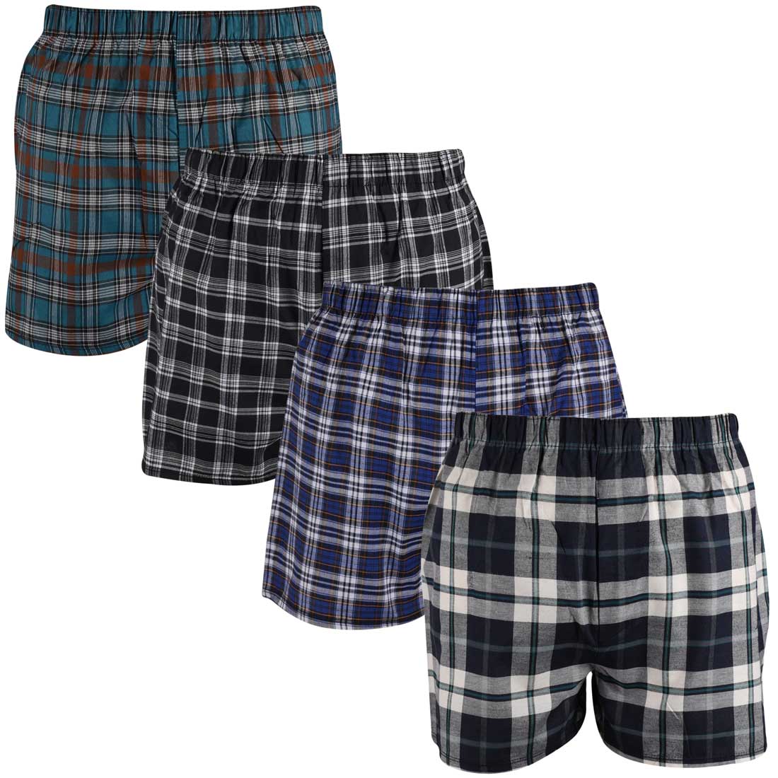 4 Pack Woven Check Boxer Shorts